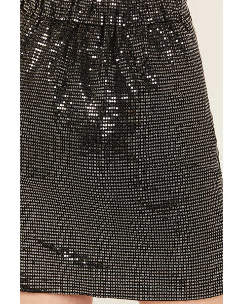 Image #4 - Molly Bracken Women's Faux Wrap Sequins Mini Skirt , Silver, hi-res