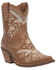 Image #1 - Dingo Women's Primrose Embroidered Western Booties - Snip Toe, Brown, hi-res