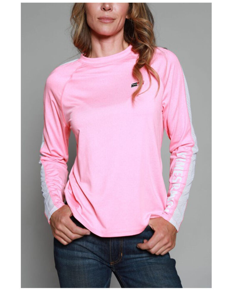 Kimes Ranch Women's KR1 Tech Logo Long Sleeve Tee, Pink, hi-res