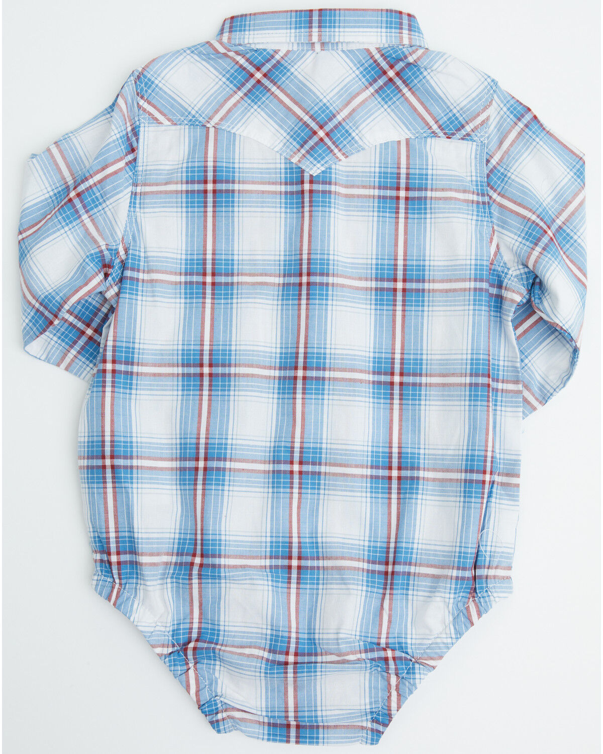 Image #3 - Wrangler Infant Boys' Plaid Print Long Sleeve Snap Western Onesie, Blue, hi-res