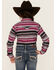 Image #4 - Cowgirl Hardware Girls' Beach Serape Striped Long Sleeve Snap Western Shirt , Hot Pink, hi-res