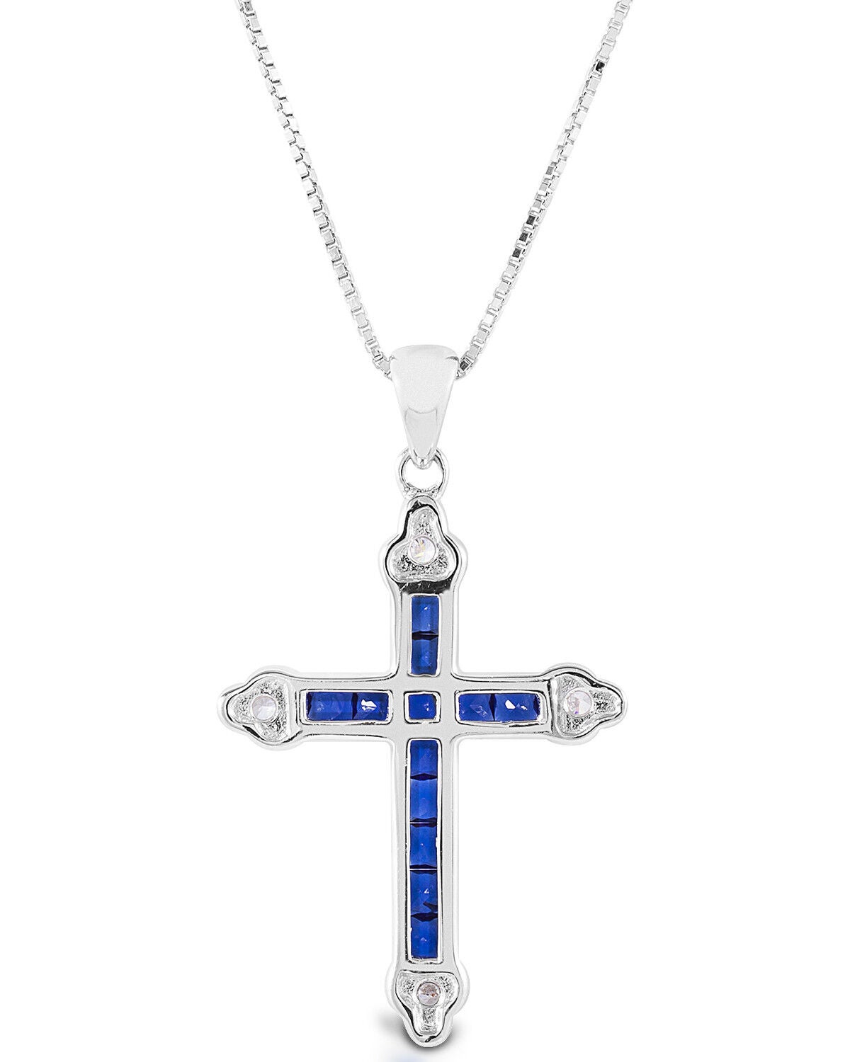 Image #1 - Kelly Herd Women's Blue Cross Necklace, Silver, hi-res
