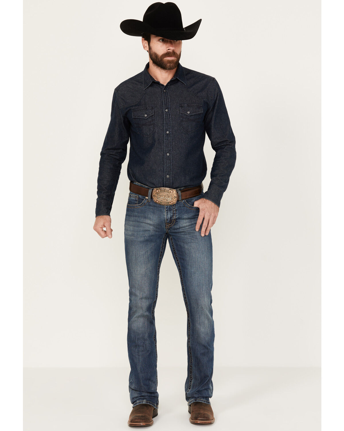Image #1 - Stetson Men's 1014Rocker Fit Bootcut Jeans, Blue, hi-res