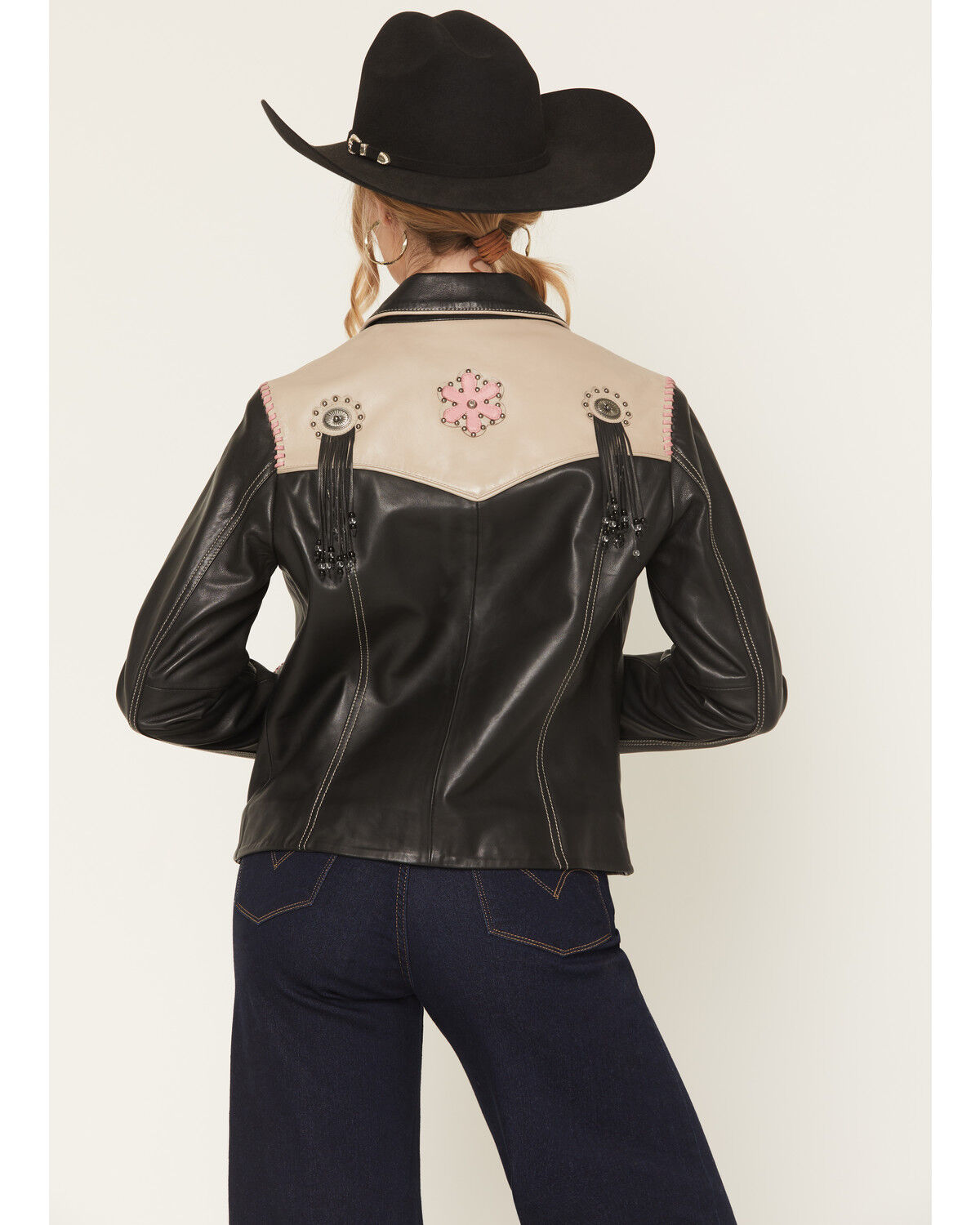 Image #4 - Scully Women's Floral Embellished Leather Jacket, Black, hi-res