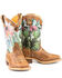 Image #1 - Tin Haul Girls' Cactilicious Embroidered Western Boots - Square Toe, Brown, hi-res