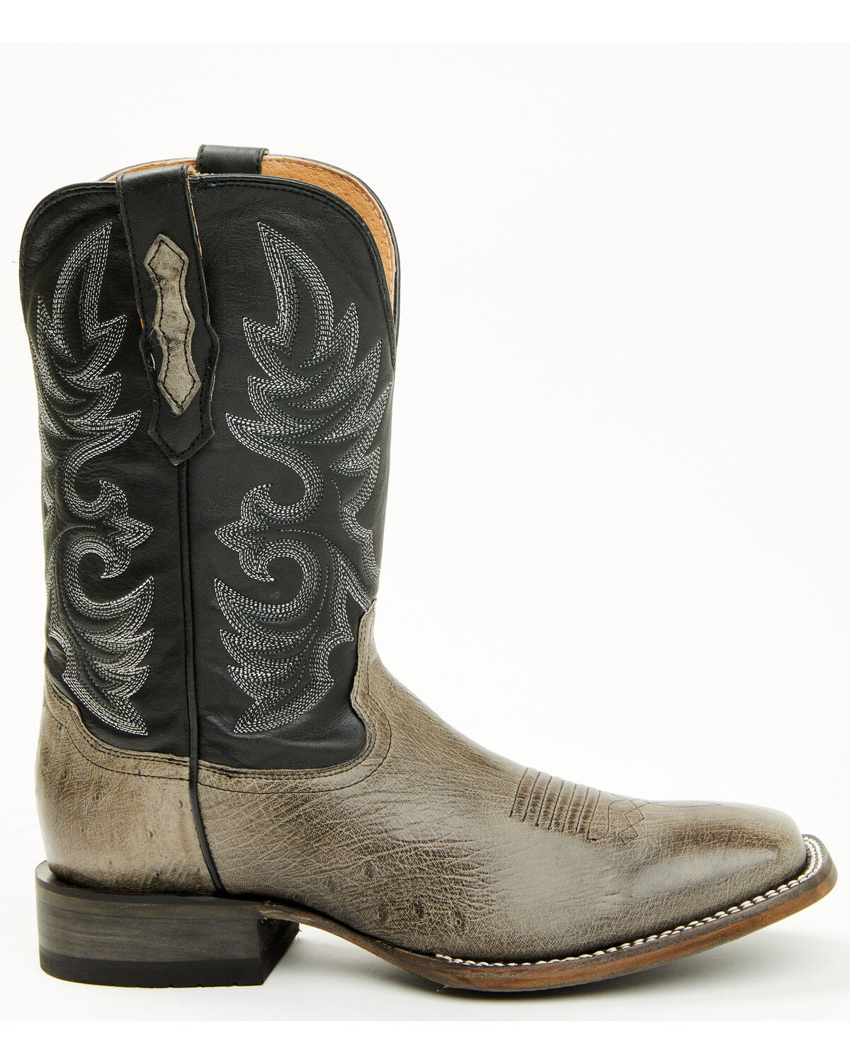 Image #2 - Cody James Men's Exotic Ostrich Belly Western Boots - Broad Square Toe, Grey, hi-res