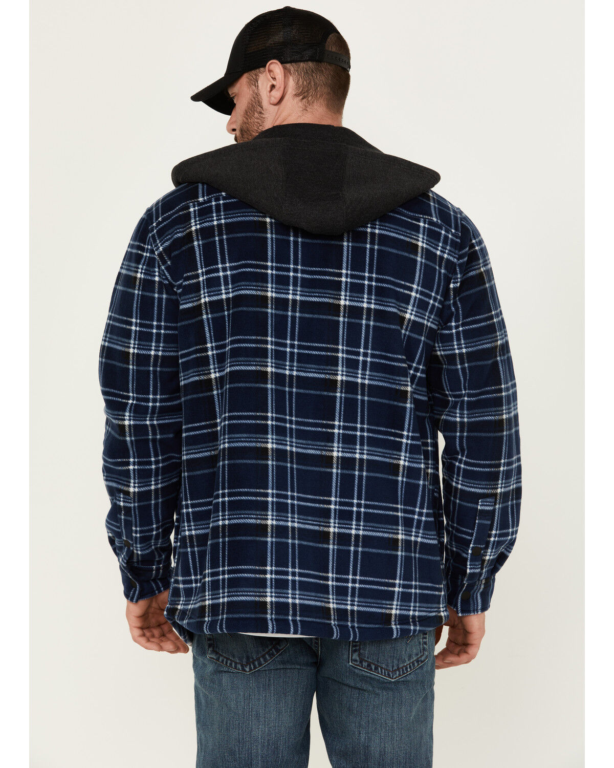 Image #4 - Hawx Men's Hooded Printed Polar Fleece Jacket, Navy, hi-res