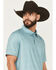 Image #2 - Panhandle Slim Men's Geo Print Short Sleeve Snap Performance Polo Shirt, Turquoise, hi-res