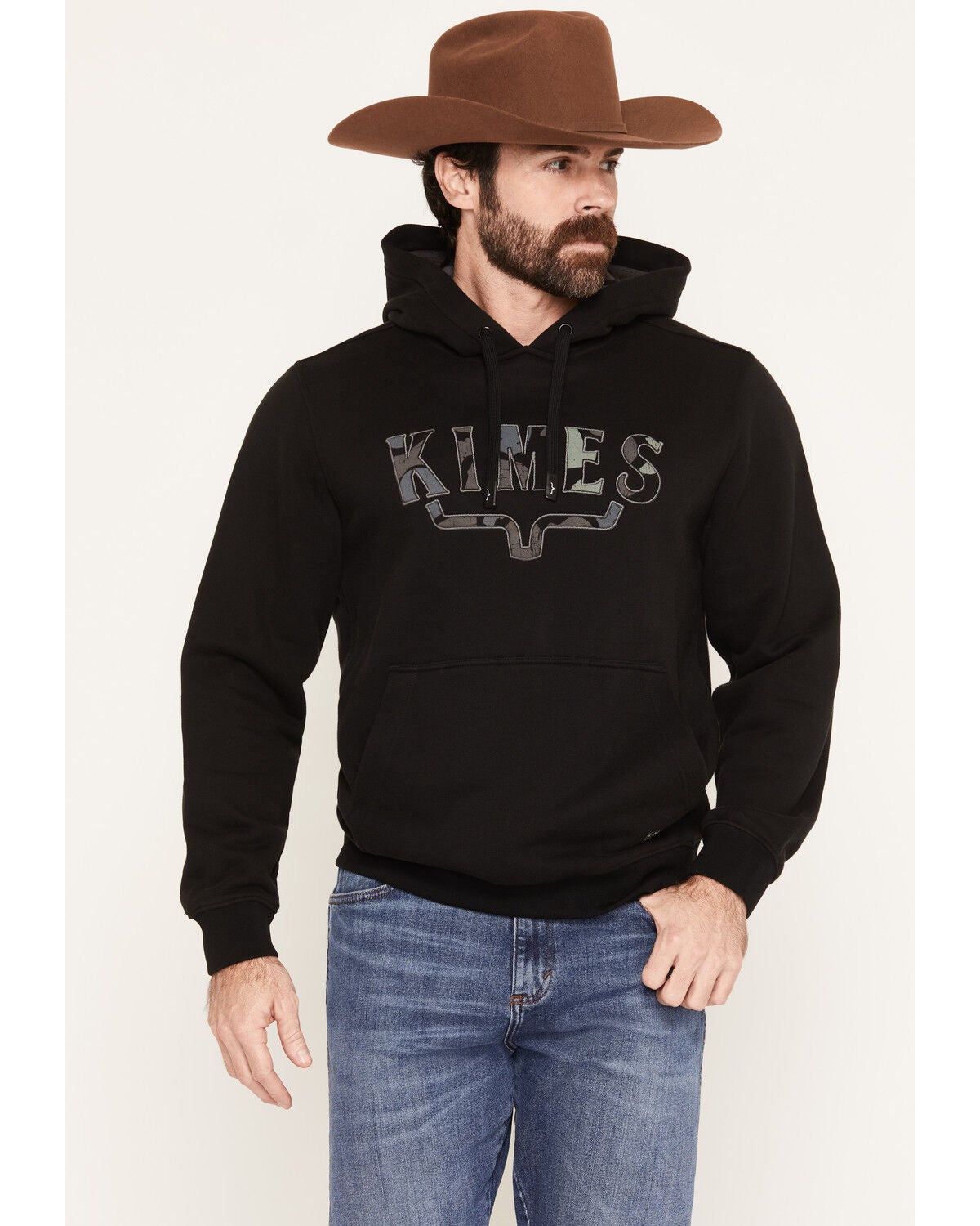 Kimes Ranch Men's Riddle Camo Fill Logo Hooded Sweatshirt, Black, hi-res