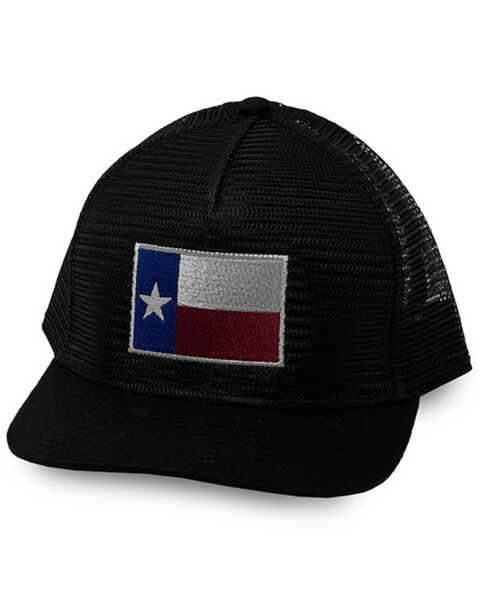 Image #1 - Oil Field Hats Men's Black Texas Flag Patch Mesh-Back Ball Cap , Black, hi-res