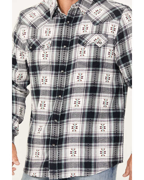 Image #3 - Moonshine Spirit Men's Smoke Signal Southwestern Plaid Print Long Sleeve Snap Western Shirt, Tan, hi-res