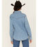 Image #5 - Wrangler x Lainey Wilson Women's Medium Wash Long Sleeve Snap Denim Western Shirt, Blue, hi-res