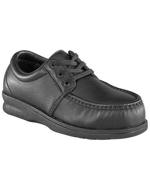 Image #1 - Florsheim Women's Black Pucker Oxford Work Shoes - Steel Toe, Black, hi-res