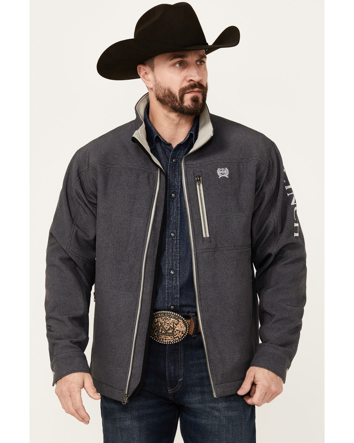 Image #1 - Cinch Men's Concealed Carry Softshell Jacket, Grey, hi-res