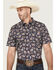 Image #1 - Cody James Men's Grand Finale Paisley Print Short Sleeve Button-Down Stretch Western Shirt  - Tall, Navy, hi-res