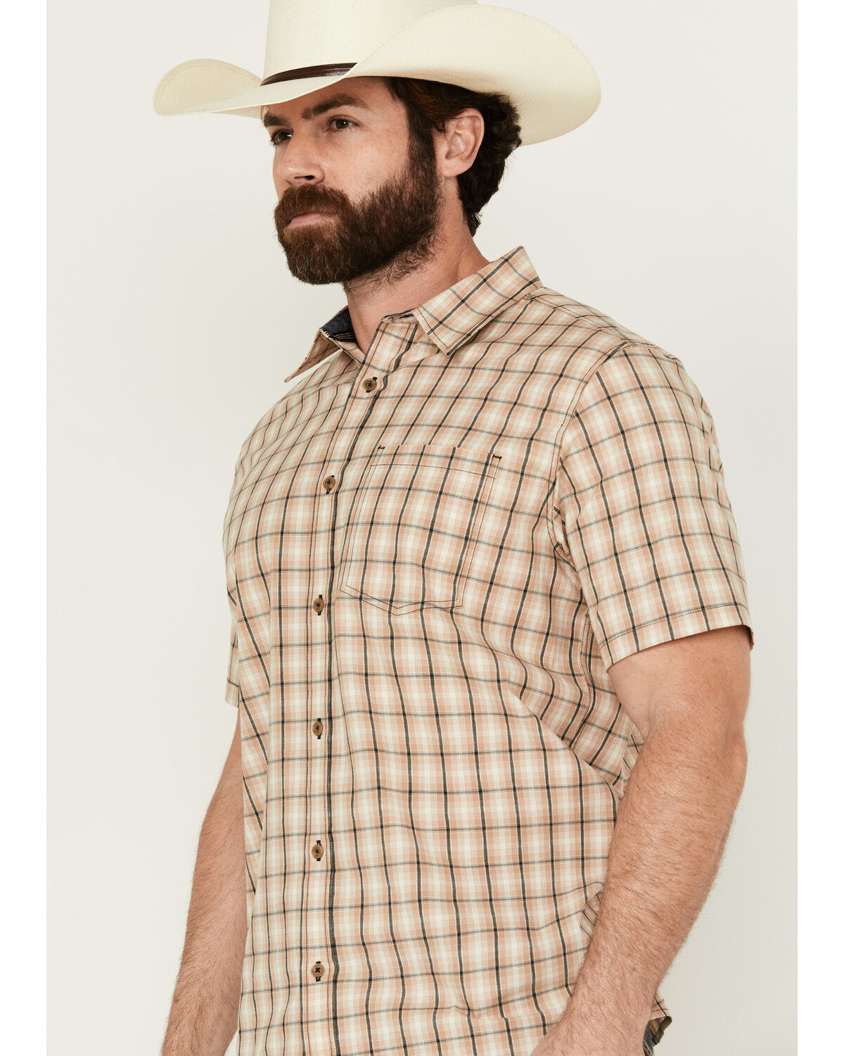 Image #2 - Cody James Men's Adios Plaid Print Short Sleeve Button-Down Western shirt, Tan, hi-res
