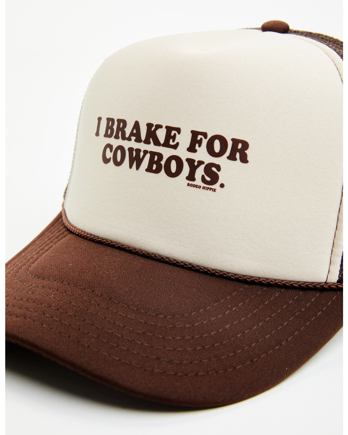 Image #2 - Rodeo Hippie Women's I Brake For Cowboys Trucker Cap, Brown, hi-res