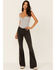 Free People Women's Penny Lane Pull On Flare Jeans , Black, hi-res