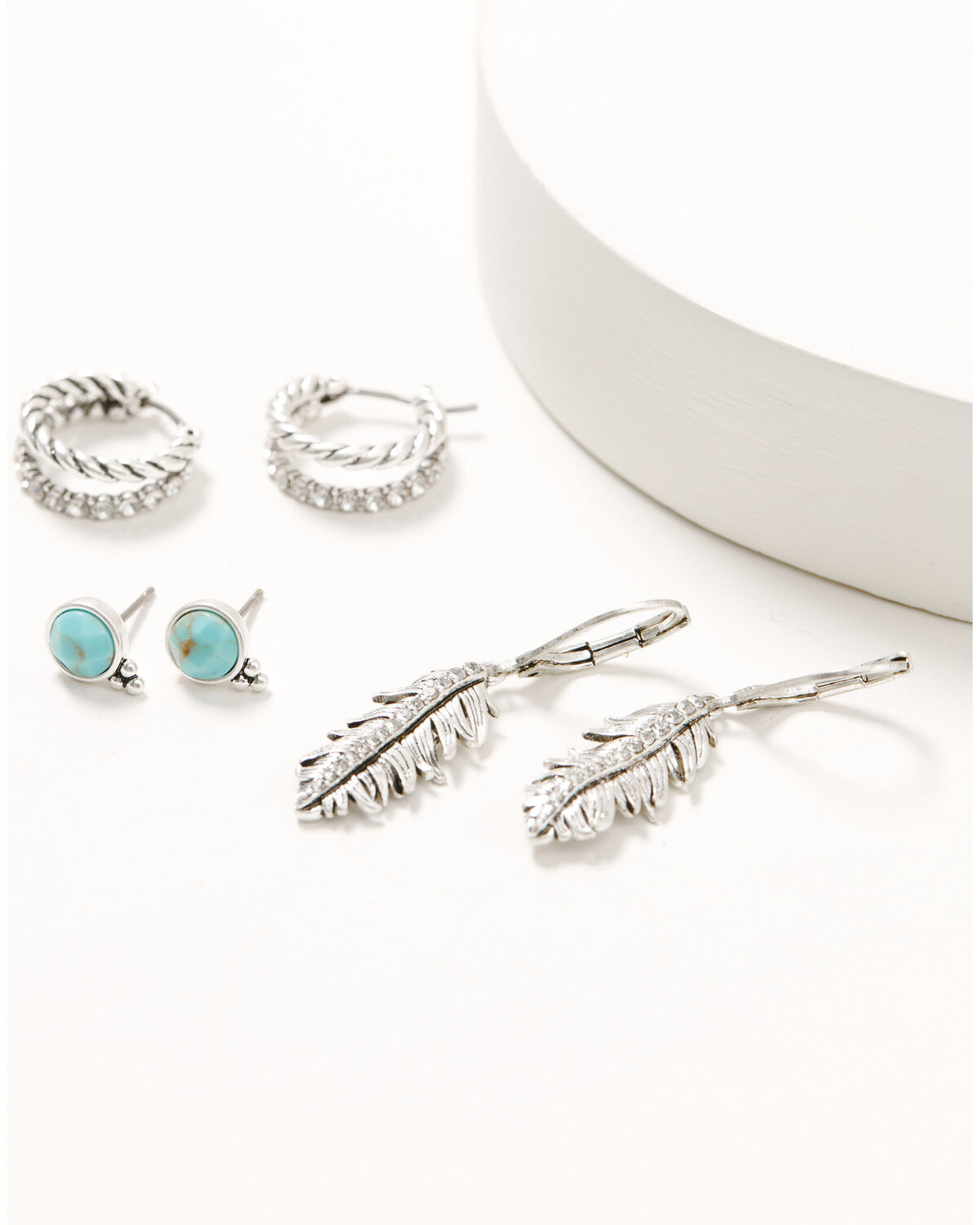 Image #1 - Lainey Wilson Women's Country Cool  Feather Earring Set - 3 Piece, Silver, hi-res