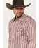 Image #2 - Moonshine Spirit Men's Red Canyon Striped Long Sleeve Pearl Snap Western Shirt, Burgundy, hi-res