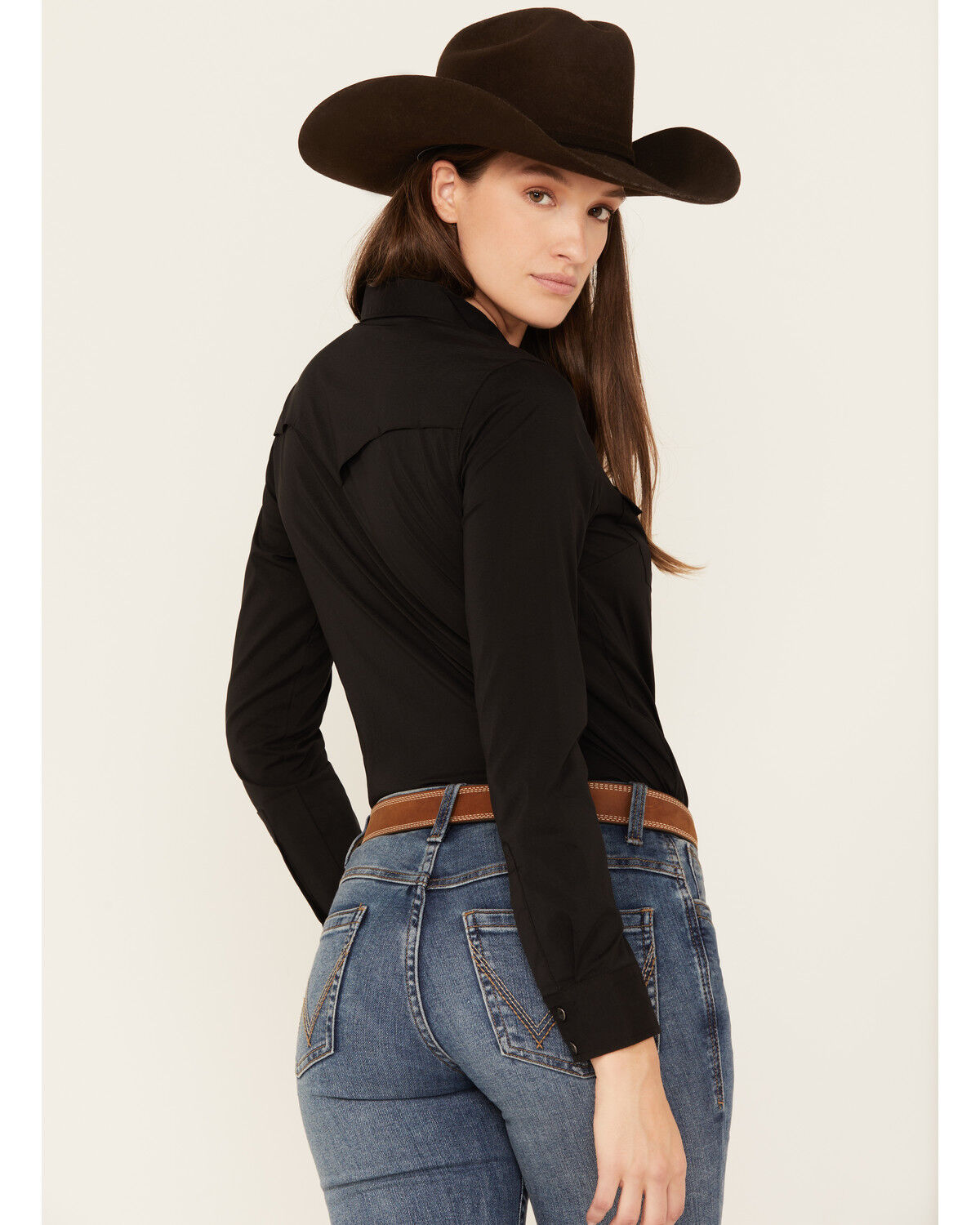Image #4 - Shyanne Women's Long Sleeve Snap Vented Riding Shirt, Black, hi-res