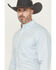 Image #2 - Ariat Men's Cillian Geo Print Long Sleeve Button-Down Western Shirt, Light Blue, hi-res