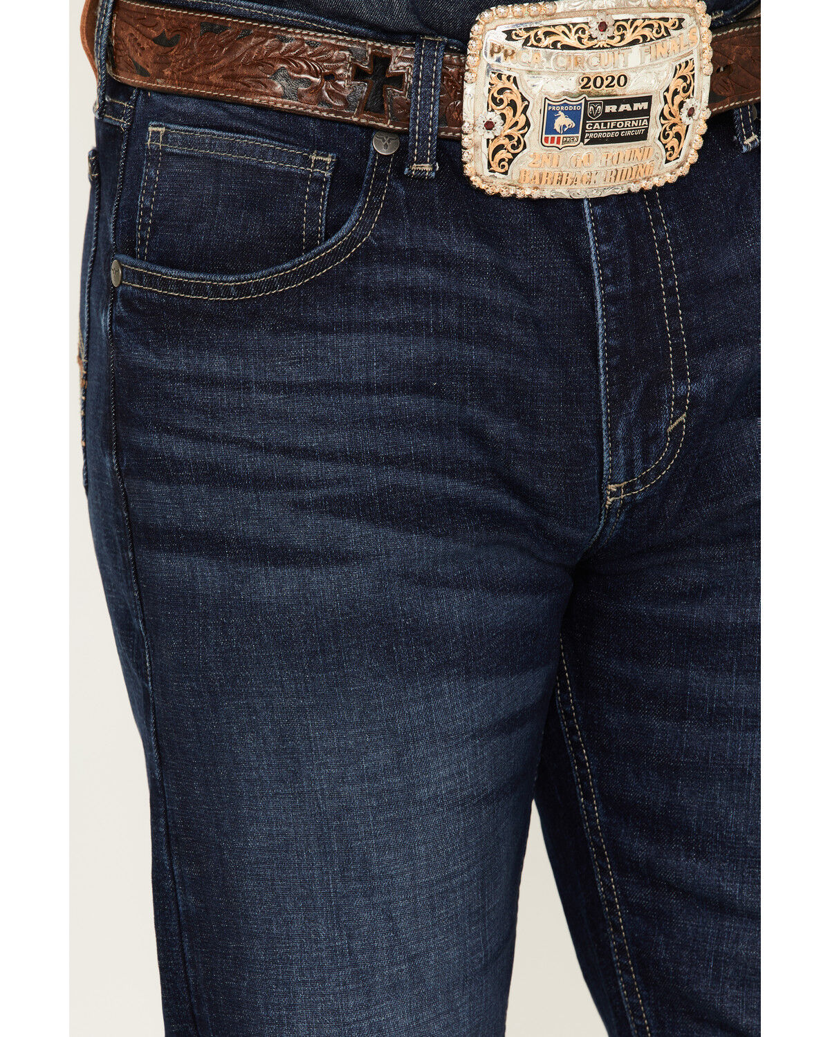 Image #2 - Wrangler 20X Men's Dawn Dark Wash Stretch Slim Straight Jeans, Dark Wash, hi-res