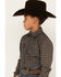 Image #2 - Cody James Boys' Big Bucks Geo Print Long Sleeve Western Snap Shirt, Dark Brown, hi-res