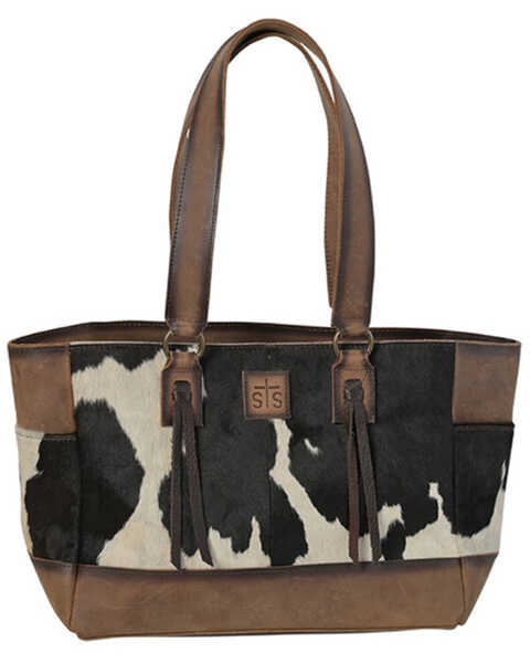 STS Ranchwear by Carroll Women's Cowhide Montana Tote, Black/white, hi-res