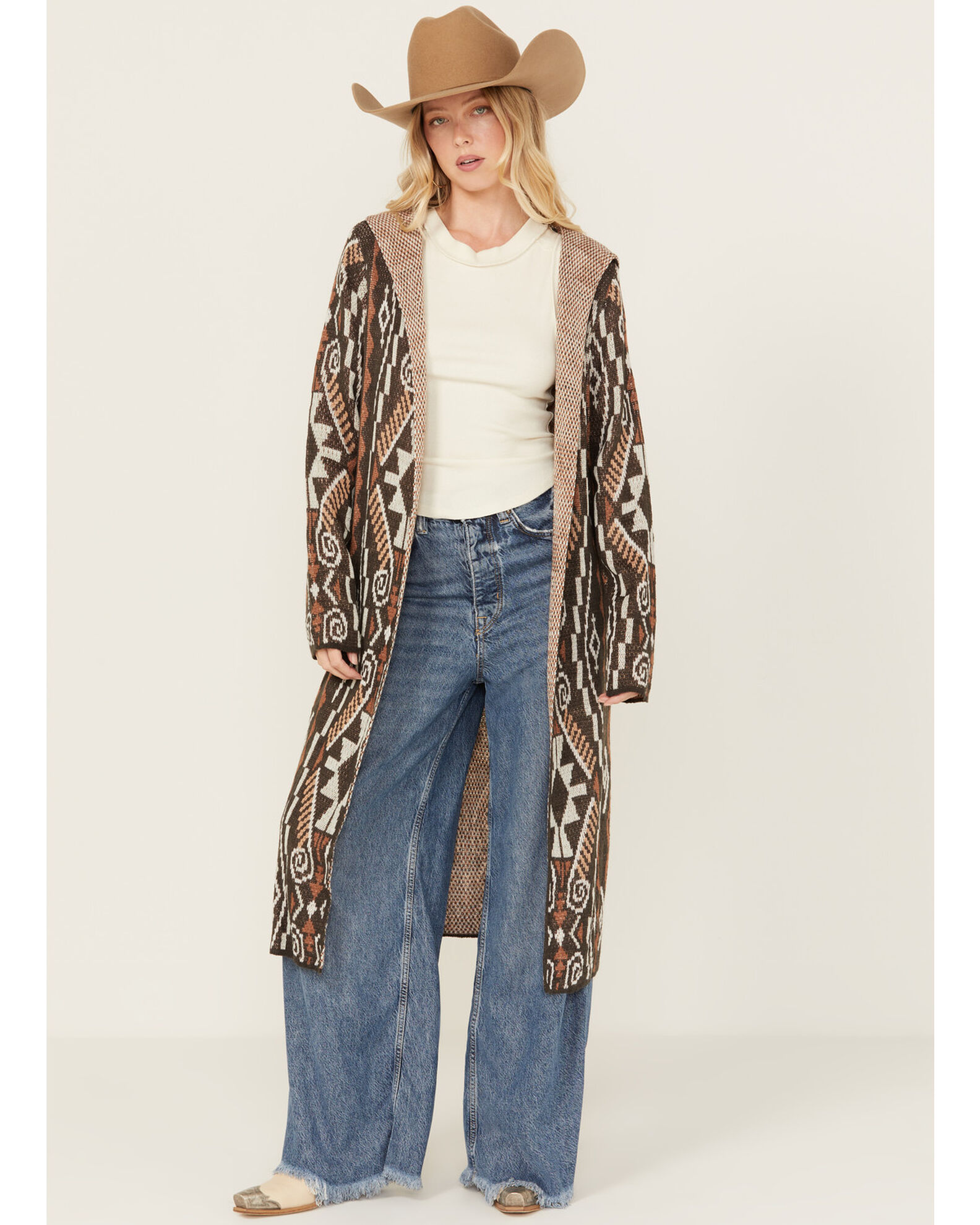 Hooded duster cardigan deals