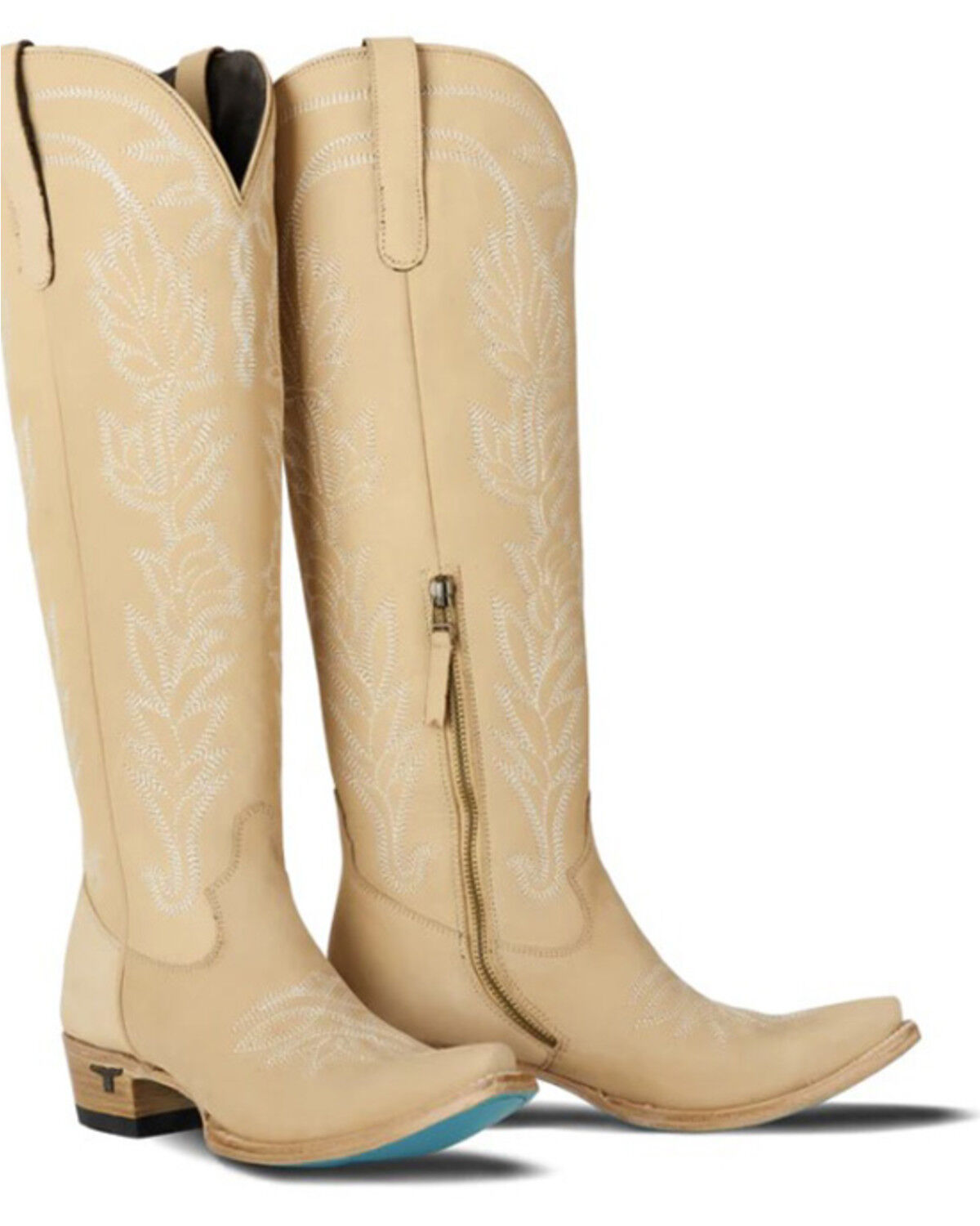 Image #1 - Lane Women's Sandaga Knee High Western Boots - Snip Toe, Ivory, hi-res