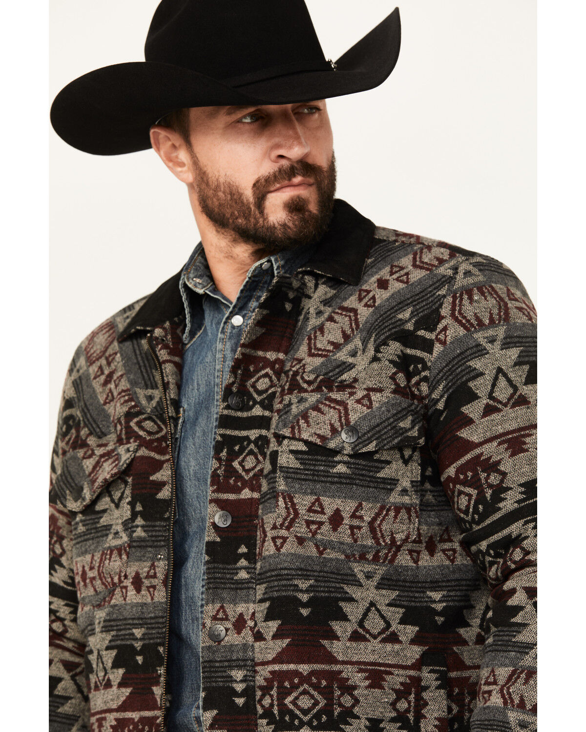 Image #2 - Moonshine Spirit Men's Southwestern Print Snap Jacket, Black, hi-res