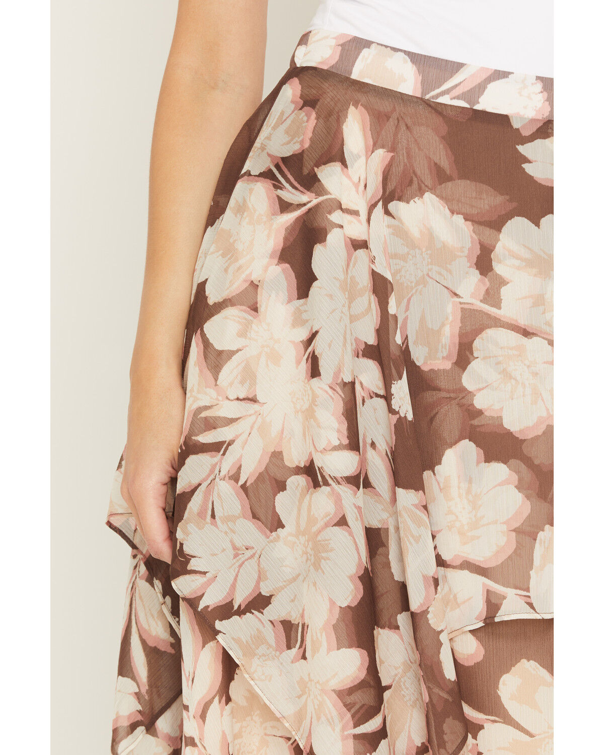 Image #2 - Shyanne Women's Floral Tiered Midi Skirt, Brown, hi-res