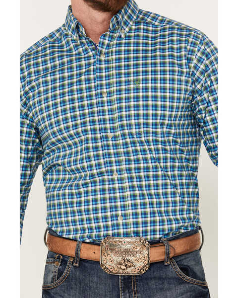 Image #3 - Ariat Men's Pro Series Lincoln Classic Fit Plaid Print Button Down Western Shirt , Blue, hi-res
