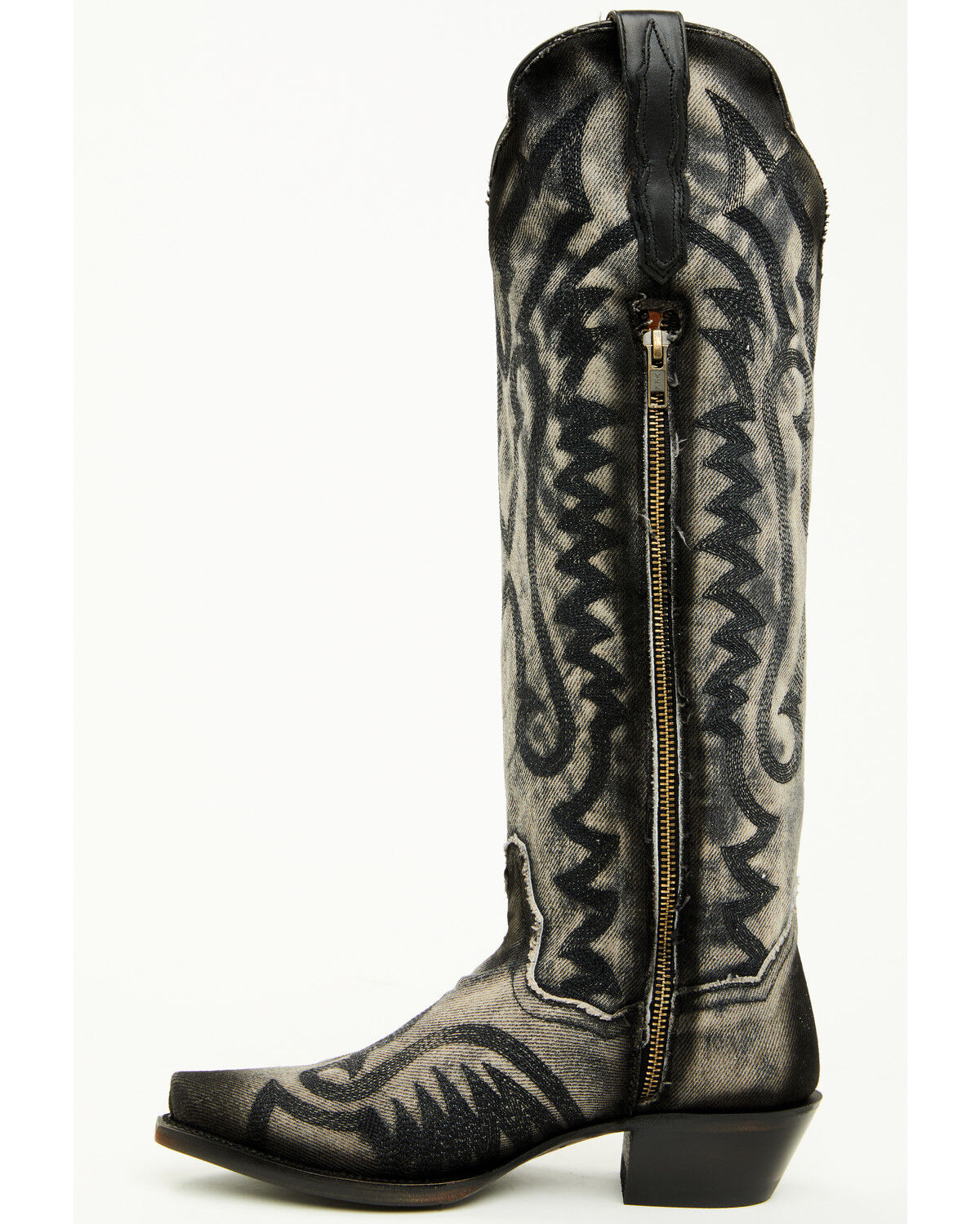 Image #3 - Dan Post Women's Denim Darlin Tall Western Boots - Snip Toe, Black, hi-res