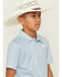 Image #2 - Rock & Roll Denim Boys' Geo Print Short Sleeve Button-Down Polo, Blue, hi-res