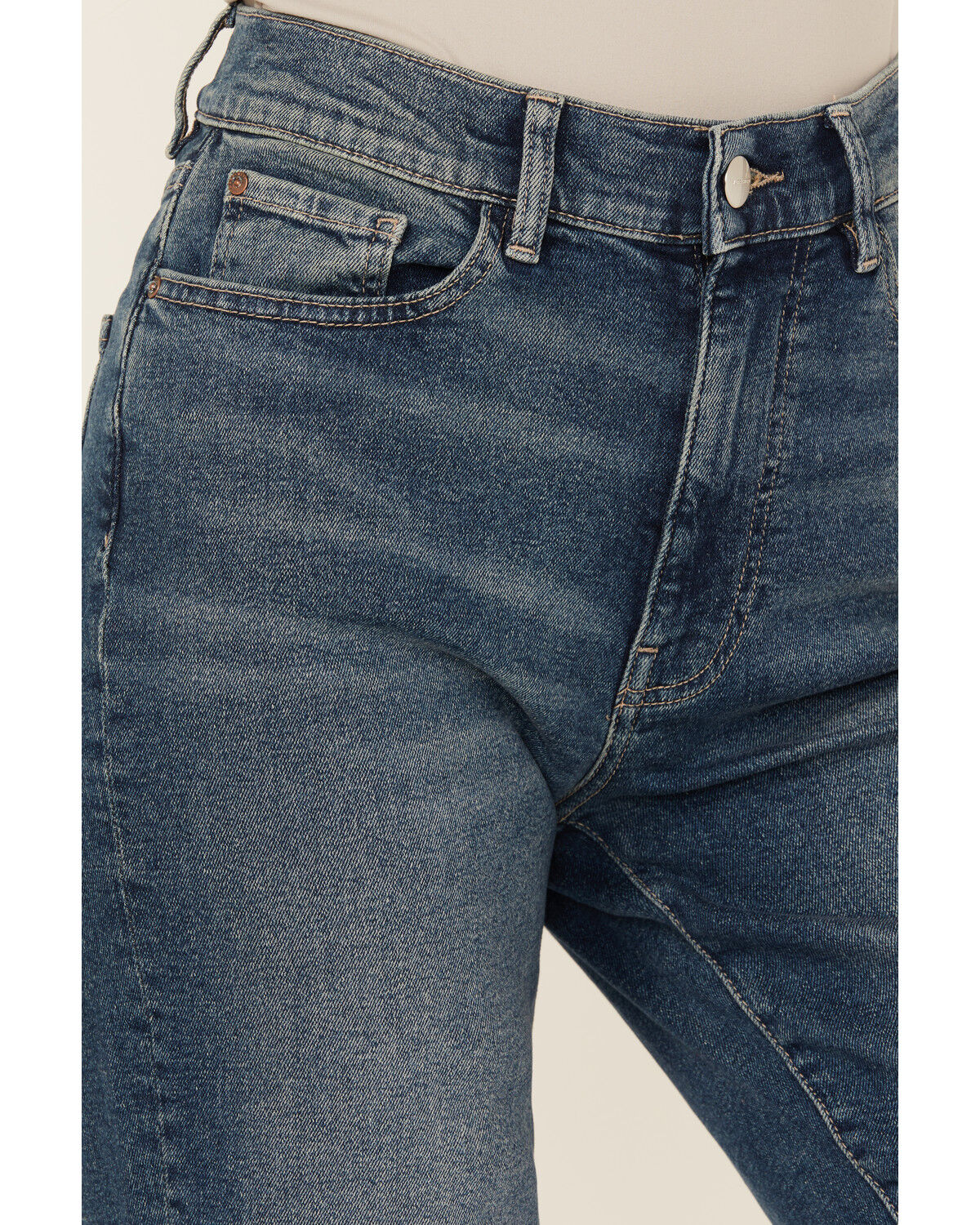 Image #2 - Warp + Weft Women's Ase Dark Wash High Rise Straight Stretch Denim Jeans, Dark Wash, hi-res