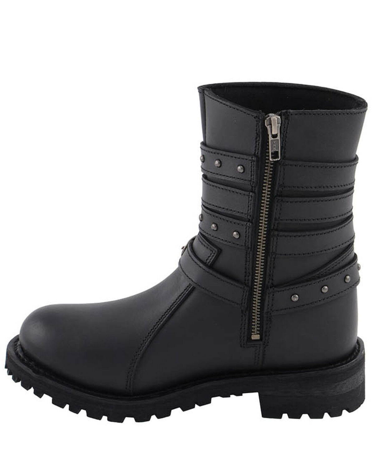 Image #3 - Milwaukee Leather Women's Triple Buckle Harness Moto Boots - Round Toe, Black, hi-res