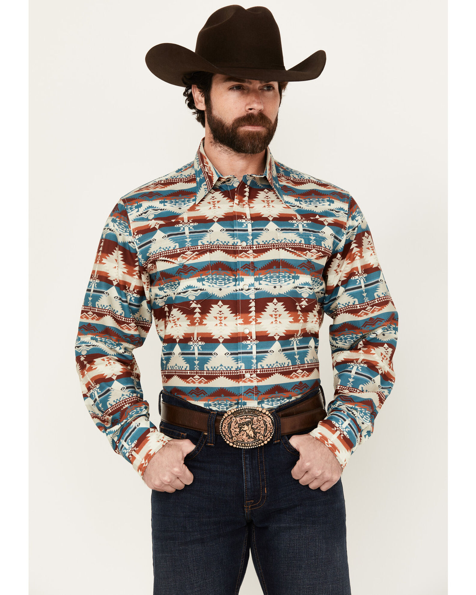 Roper Men s Vintage Southwestern Print Long Sleeve Pearl Snap Western Shirt Sheplers