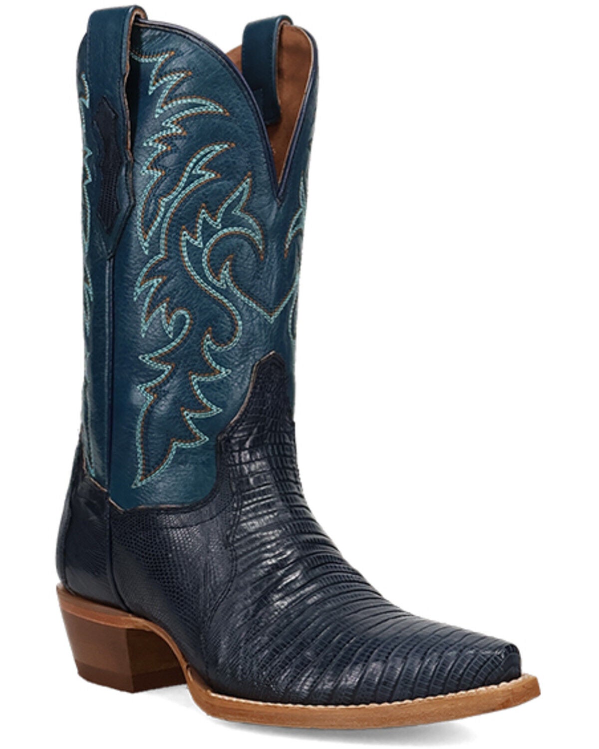 Image #1 - Dan Post Women's Tulip Exotic Lizard Western Boots - Snip Toe, Blue, hi-res