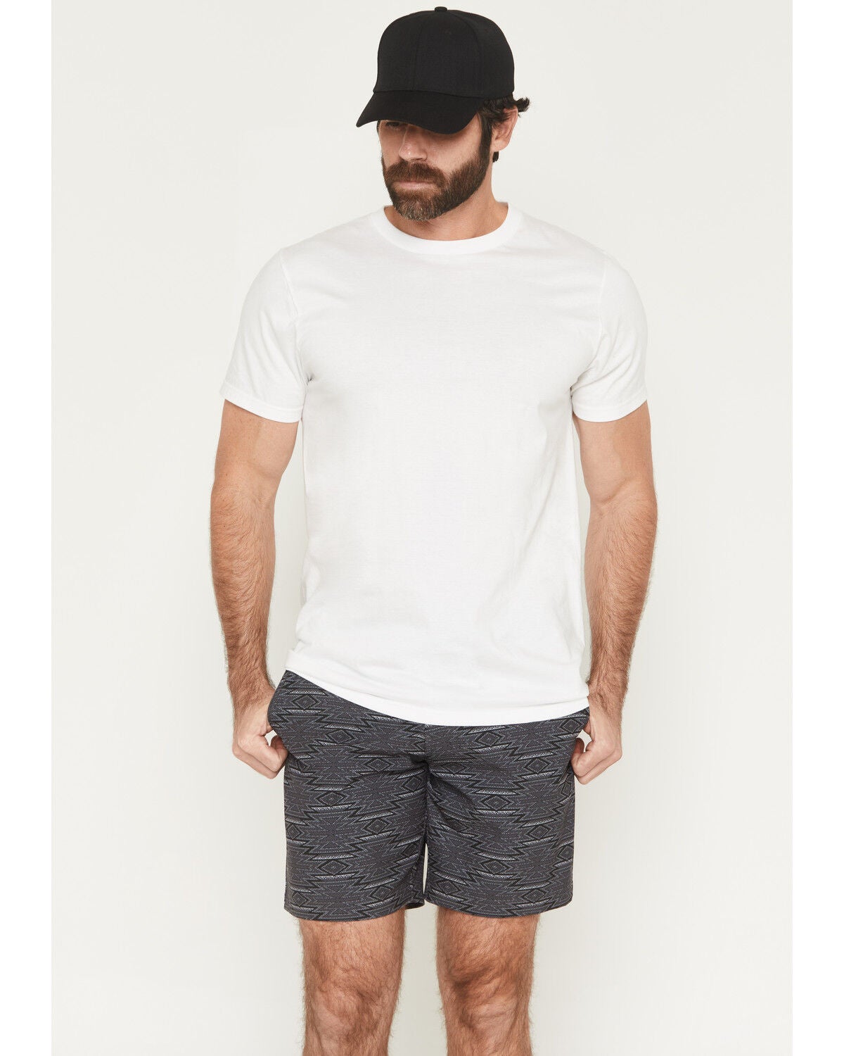Image #1 - Rock & Roll Denim Men's 8" Southwestern Print Stretch Chino Shorts, Charcoal, hi-res