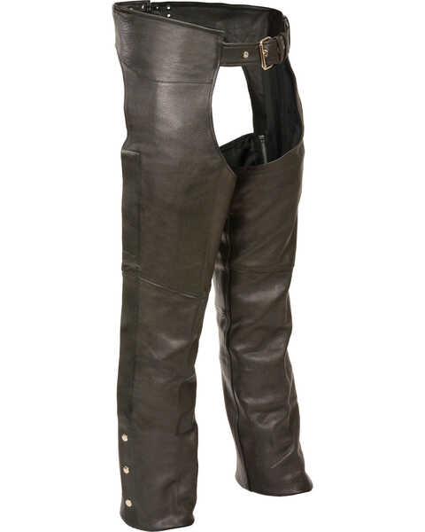 Milwaukee Leather Men's Fully Lined Naked Cowhide Chaps - 3X, Black, hi-res