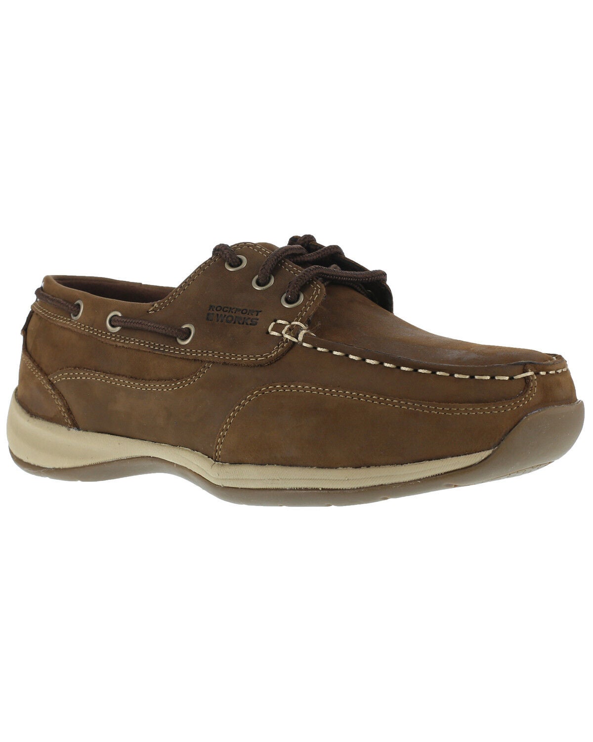 Rockport Works Sailing Club Boat Shoes - Steel Toe, Brown, hi-res