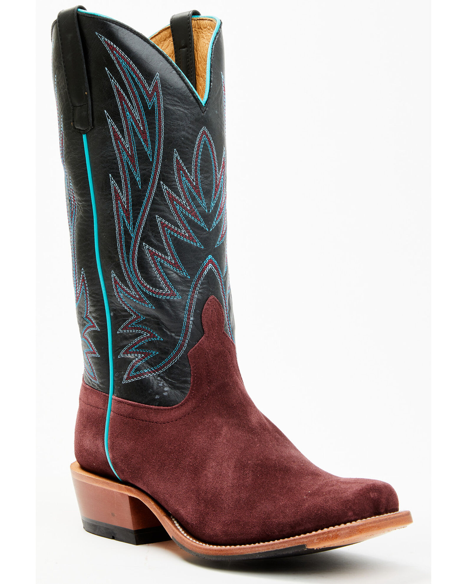Suede square toe cowboy boots deals