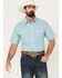 Image #1 - Panhandle Men's Plaid Print Short Sleeve Pearl Snap Western Shirt, Blue, hi-res