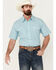 Image #1 - Panhandle Men's Plaid Print Short Sleeve Pearl Snap Western Shirt , Blue, hi-res