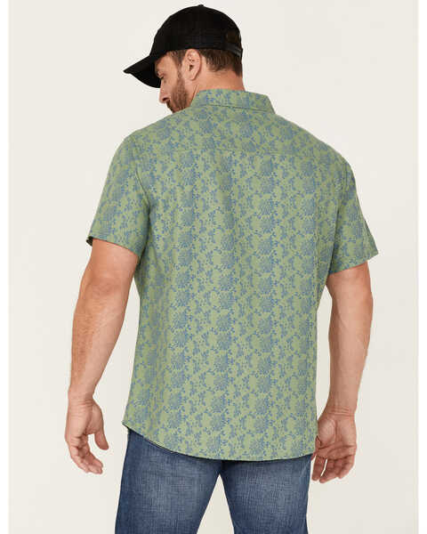Image #4 - Brothers and Sons Men's Floral Print Short Sleeve Button-Down Western Shirt , Green, hi-res