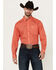 Image #1 - Ariat Men's Wilkie Geo Print Long Sleeve Button-Down Western Shirt, Red, hi-res