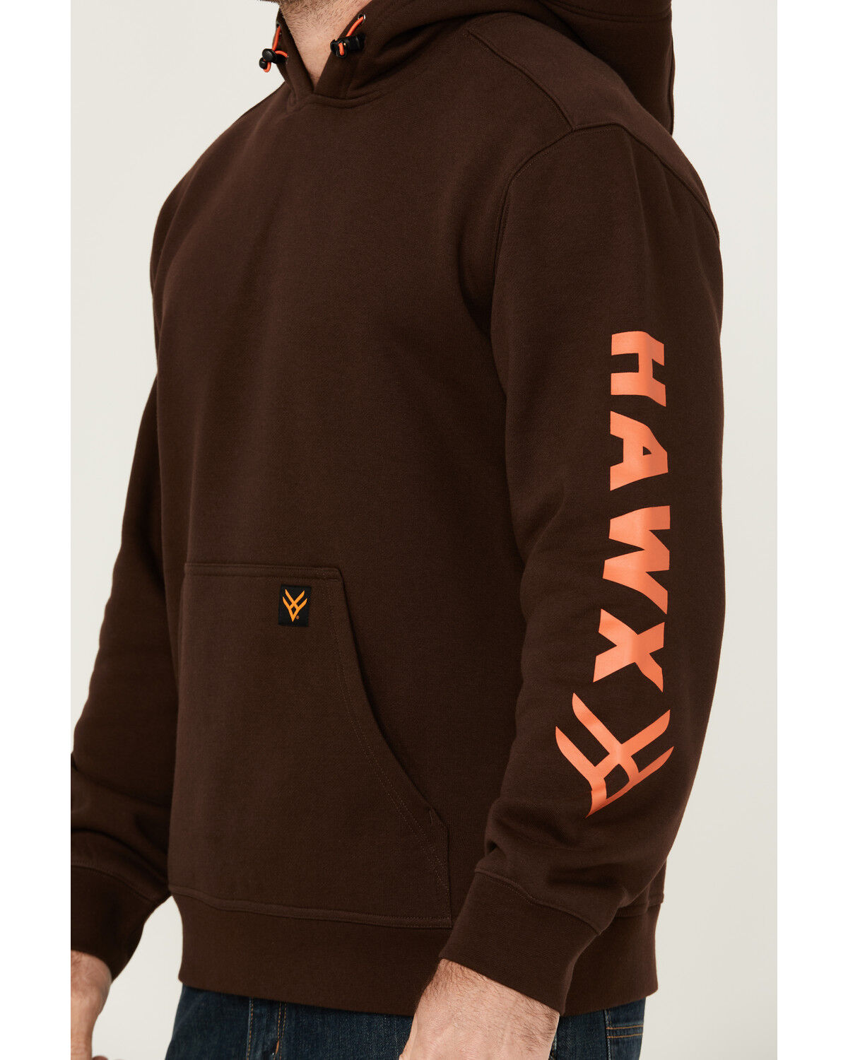 Image #3 - Hawx Men's Halstead Logo Sleeve Hooded Sweatshirt, Brown, hi-res