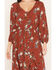 Image #3 - Cotton & Rye Women's Boot Barn Exclusive Floral Print Button-Front High-Low Midi Dress, Brown, hi-res